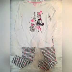Girly 2Pcs Heart Top/Pant Matching Set- US size 7-8